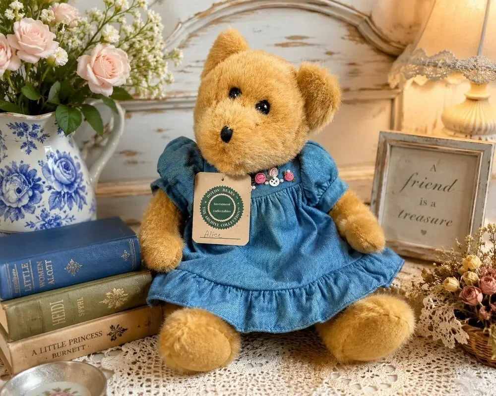 Boyds Bears Alice Plush Bear 13” Blue Dress Archive Collection Vintage 1994